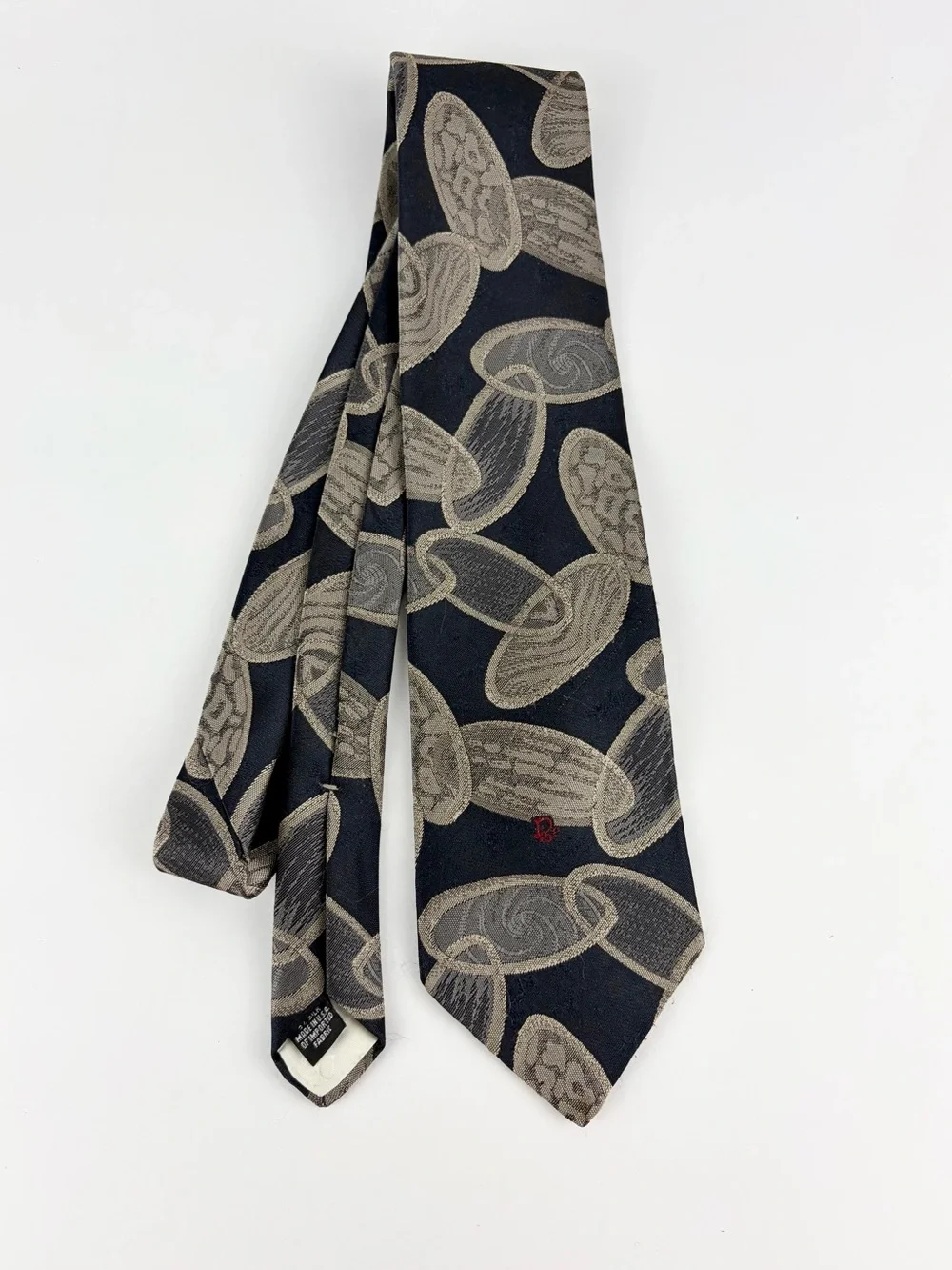 Christian Dior Monsieur Tie Oval Abstract Design Silk Necktie